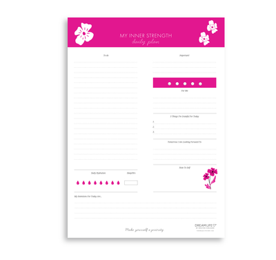 A4 Notepad - My Inner Strength - Daily Plan - Sippa - Hot Pink