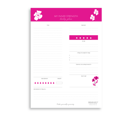 A4 Notepad - My Inner Strength - Daily Plan - Sippa - Hot Pink