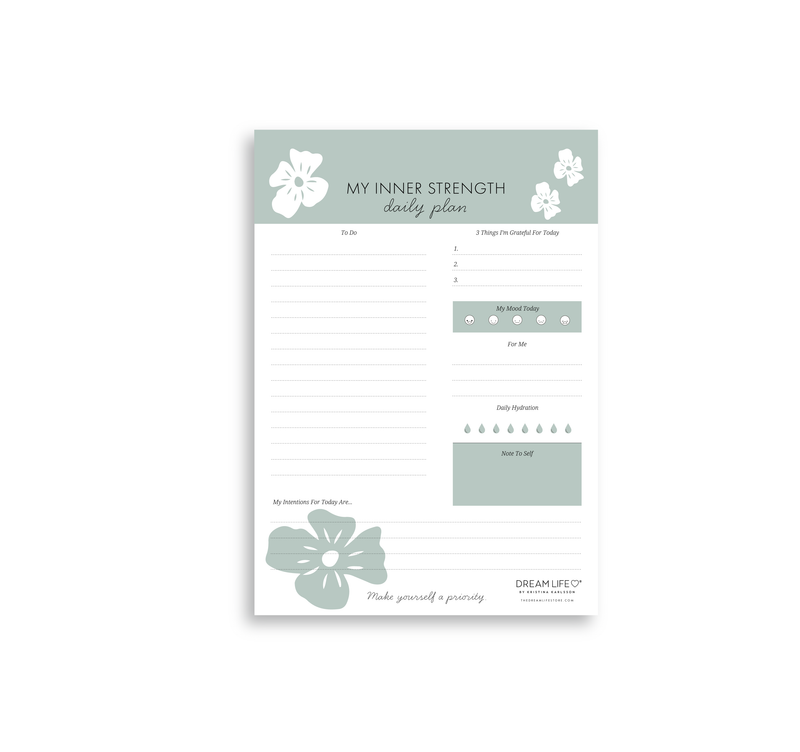 A5 Notepad - My Inner Strength - Daily Plan - Sippa - Green
