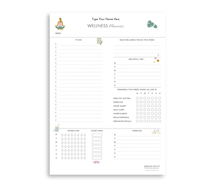 A4 Weekly Wellness Planner Notepad