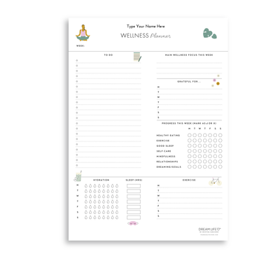 A4 Weekly Wellness Planner Notepad