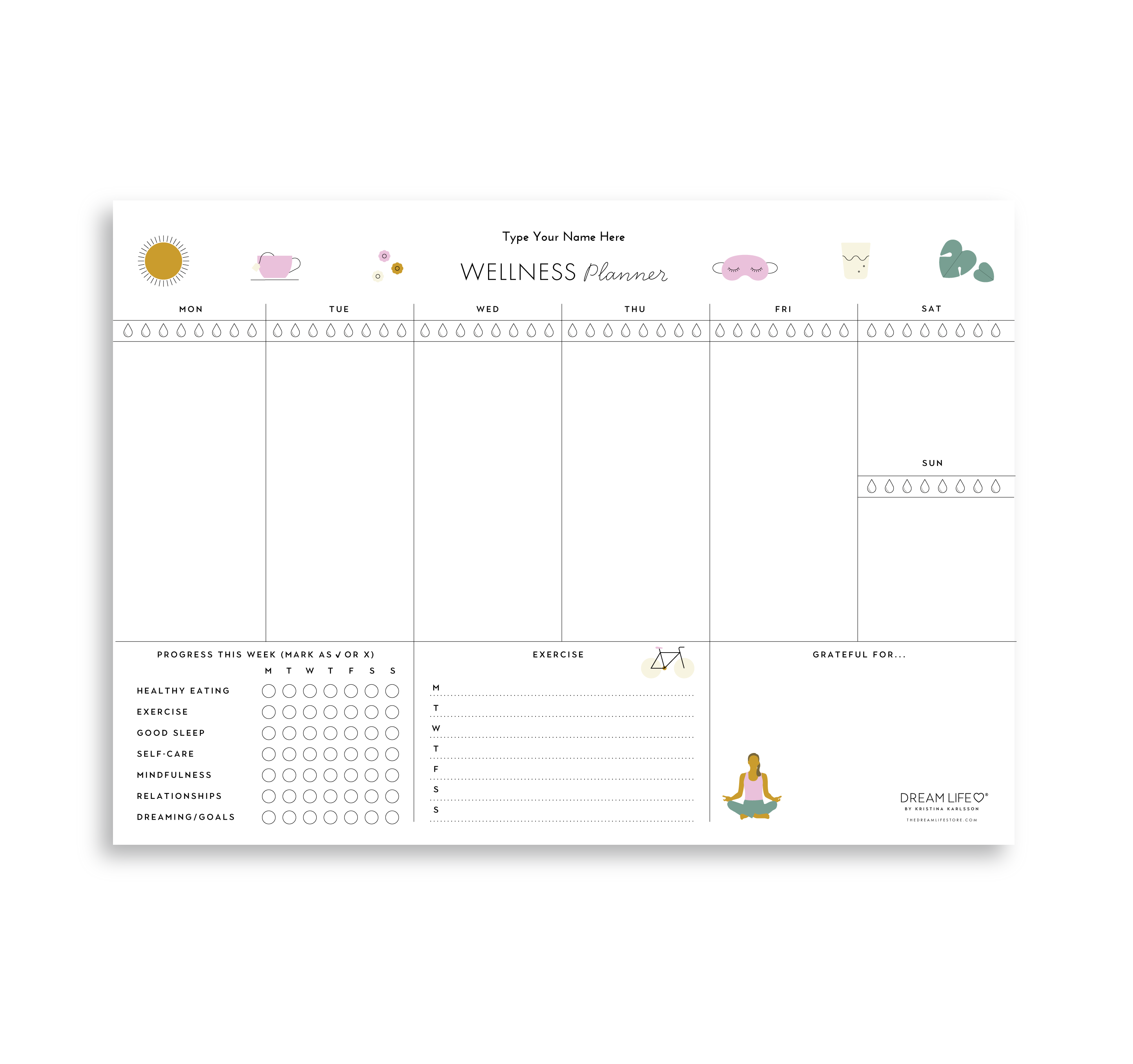 A4 Weekly Wellness Planner Notepad - Landscape – Dream Life