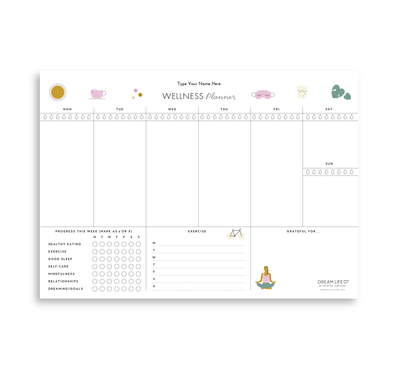 A4 Weekly Wellness Planner Notepad - Landscape