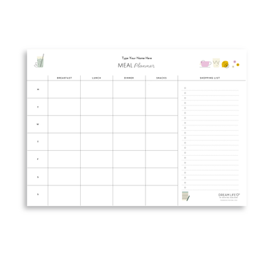 A4 Weekly Wellness Meal Planner