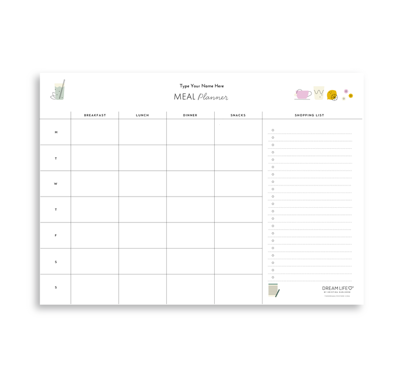 A4 Weekly Wellness Meal Planner