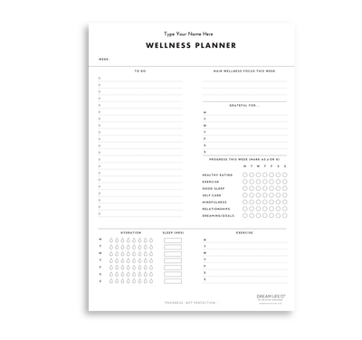 A4 Weekly Wellness Planner Notepad - Minimal