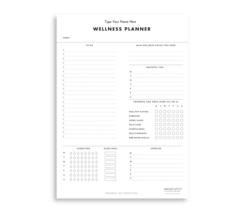 A4 Weekly Wellness Planner Notepad - Minimal
