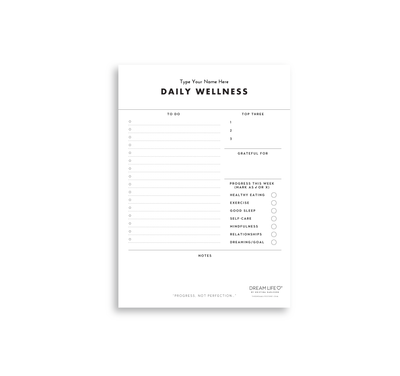 A5 Daily Wellness Notepad - Minimal