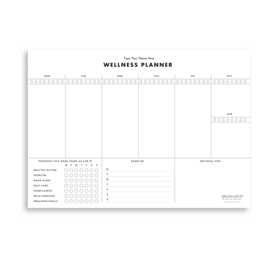 A4 Weekly Wellness Planner Notepad - Landscape - Minimal