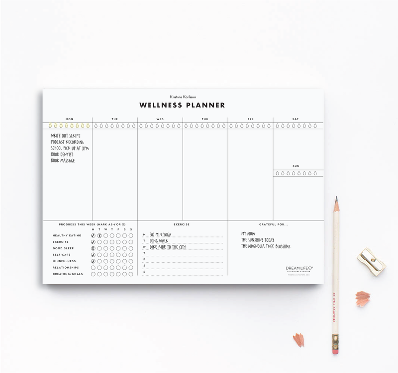 A4 Weekly Wellness Planner Notepad - Landscape - Minimal