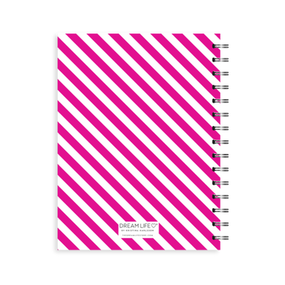 A5 Spiral Mid-Year Diary - Stripe - Hot Pink