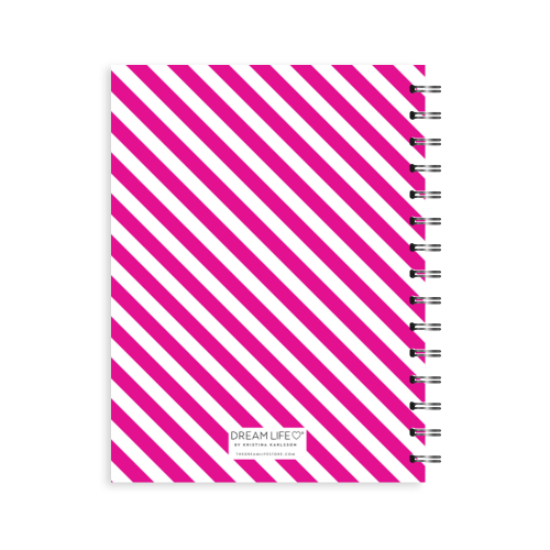 A5 Spiral Mid-Year Diary - Stripe - Hot Pink