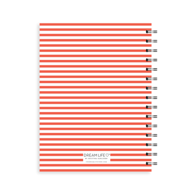 A5 Spiral Journal - Stripe Heart - Red
