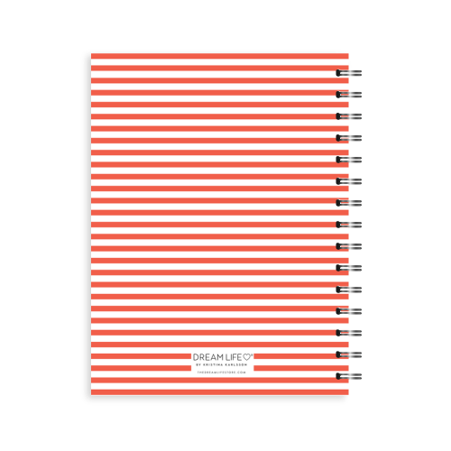A5 Spiral Journal - Stripe Heart - Red