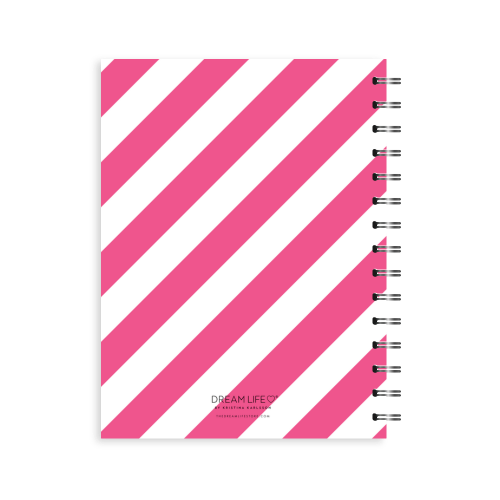 A5 Spiral Wellness Journal - Stripe  - Pink