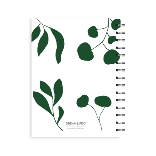 A5 Spiral Journal - Daily Wins - Leaves - Green