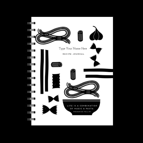 A5 Spiral Recipe Journal - Pasta - Black