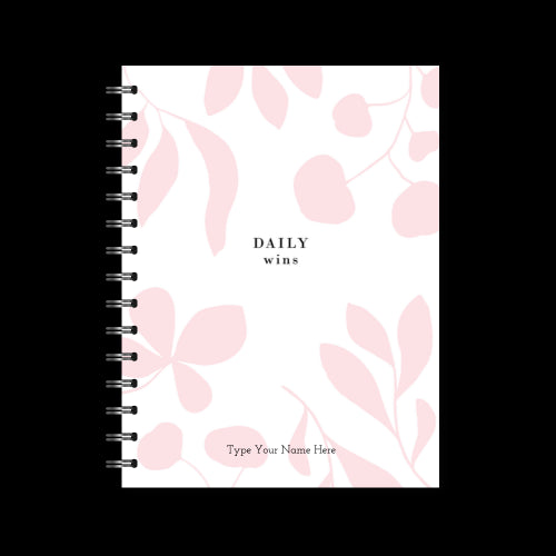 A5 Spiral Journal - Daily Wins - Leaves - Pink