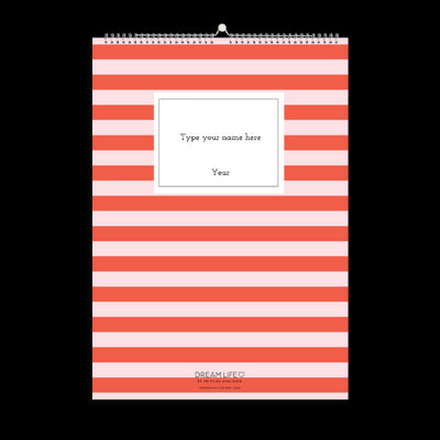 A3 Family Calendar - Stripes - Red