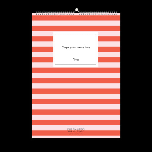 A3 Family Calendar - Stripes - Red