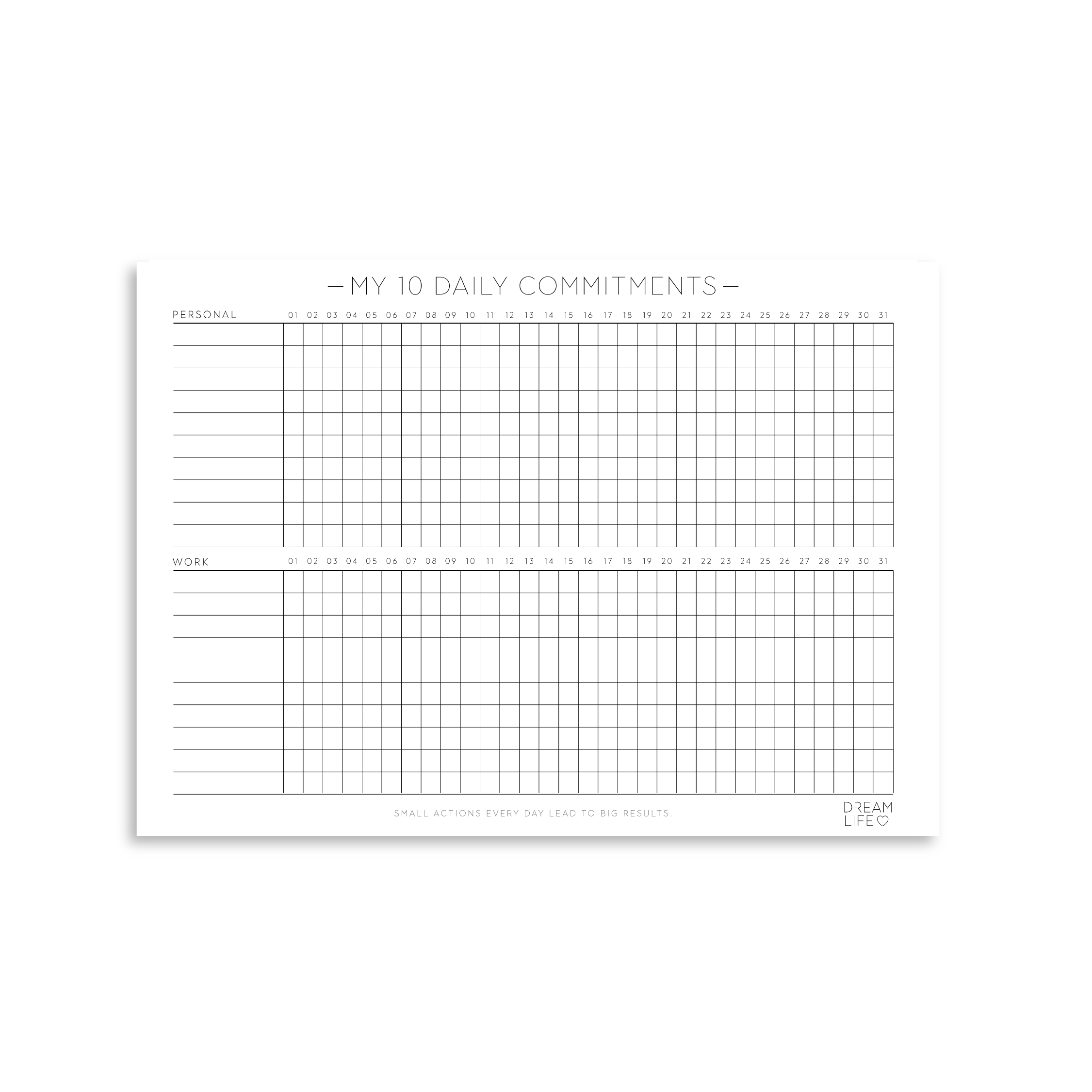 10 DAILY COMMITMENTS Downloadable PDF – Dream Life