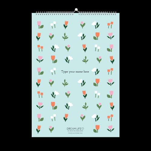 A3 Family Calendar - Bloom - Mini - Mint