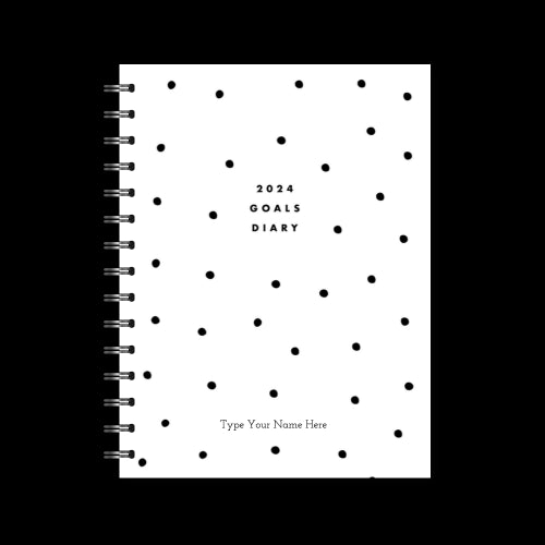 A5 2024 Spiral Goals Diary - Dots - White