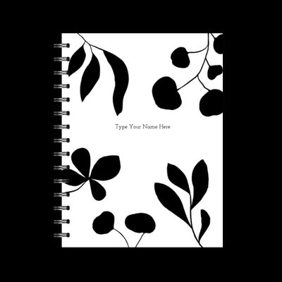 A5 Spiral Journal - Leaves - Black