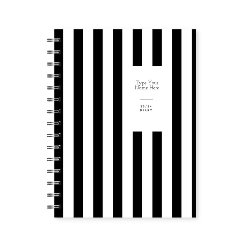 A5 Spiral 23/24 Mid-Year Diary - Stripe - Black