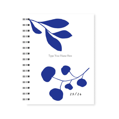 A5 Spiral 23/24 Mid-Year Diary - Leaves - Blue