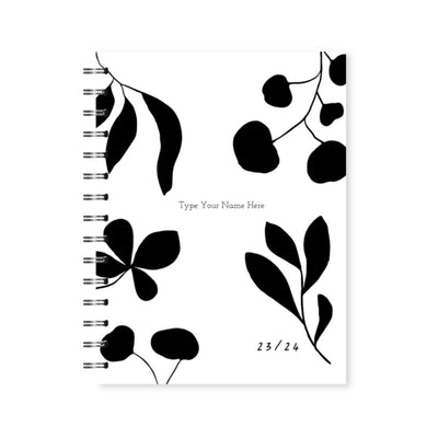 A5 Spiral 23/24 Mid-Year Diary - Leaves - Black