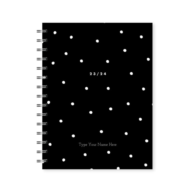 A5 Spiral 23/24 Mid-Year Diary - Dots - Black