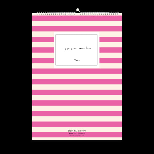 A3 Family Calendar - Stripes - Pink