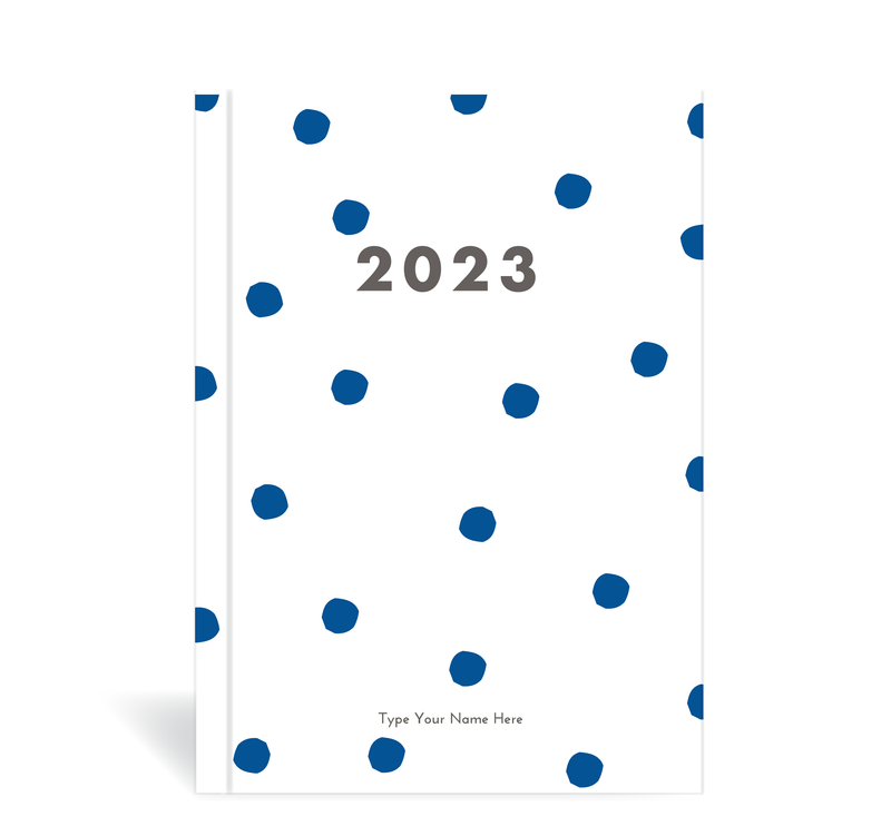 A5 2023 Weekly Spread Diary - Dots - Blue