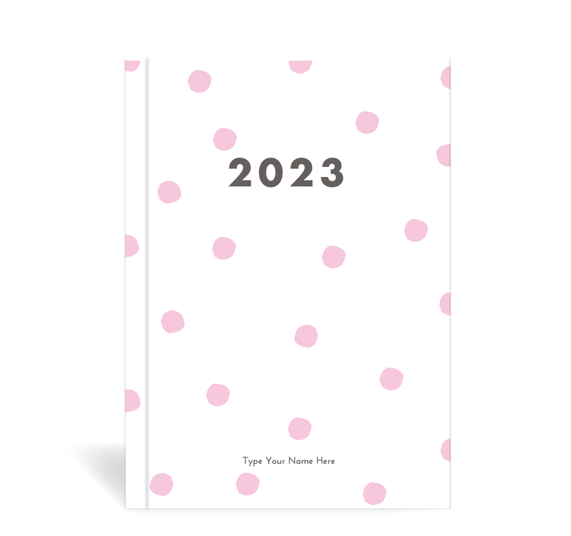 A5 2023 Weekly Spread Diary - Dots - Pink