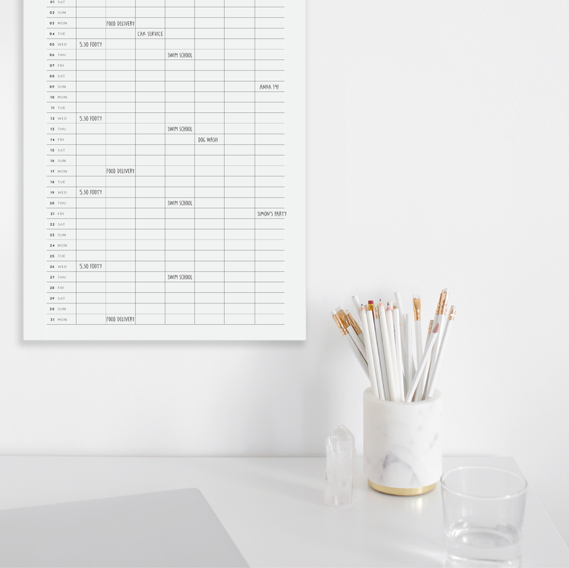 A3 Family Calendar - Dots - Sage