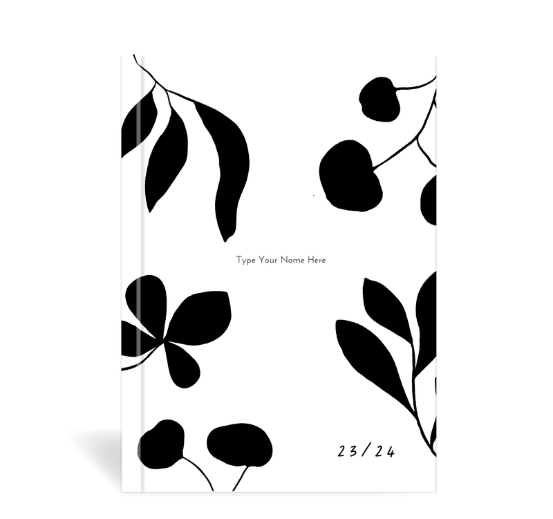 A5 23/24 Mid-Year Diary - Leaves - Black