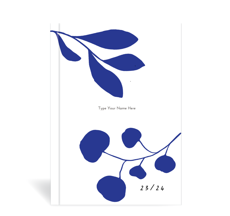 A5 23/24 Mid-Year Diary - Leaves - Blue