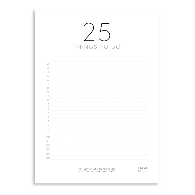 25 THINGS TO DO Downloadable PDF