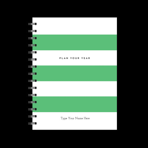 A5 Spiral - Plan Your Year Journal - Stripe - Green