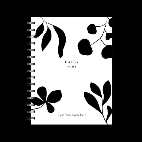 A5 Spiral Journal - Daily Wins - Leaves - Black