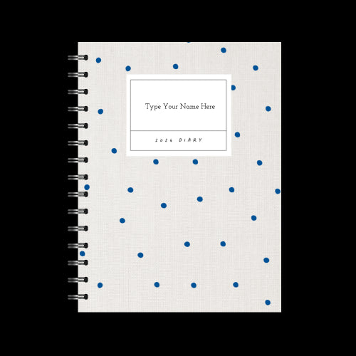 A5 2024 Spiral Week to a Page Diary - Linen Look - Blue