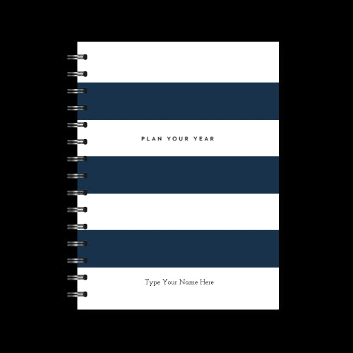 A5 Spiral - Plan Your Year Journal - Stripe - Navy