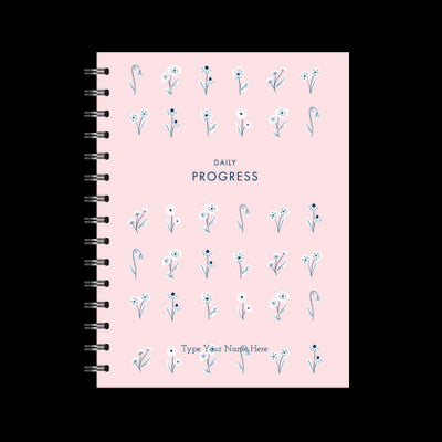 A5 Spiral Journal - Daily Progress - Floral - Pink