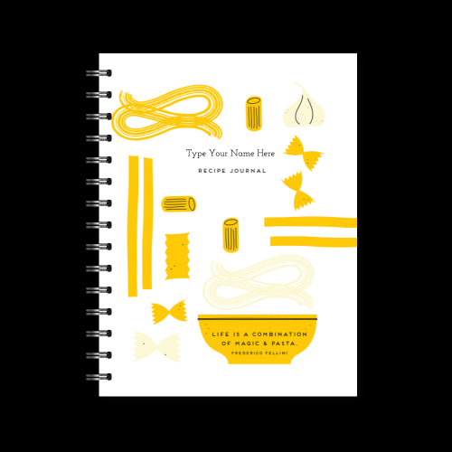 A5 Spiral Recipe Journal - Pasta - Yellow