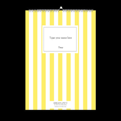 A3 Family Calendar - Stripes - Yellow