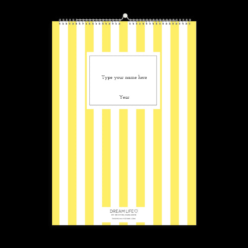 A3 Family Calendar - Stripes - Yellow