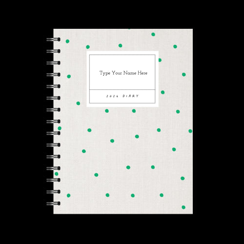 A5 2024 Spiral Week to a Page Diary - Linen Look - Green