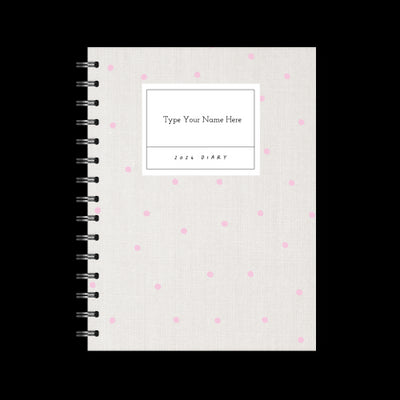 A5 2024 Spiral Week to a Page Diary - Linen Look - Pink