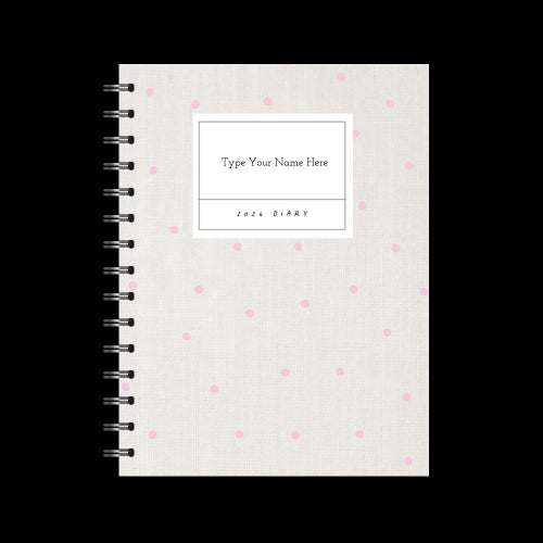 A5 2024 Spiral Week to a Page Diary - Linen Look - Pink